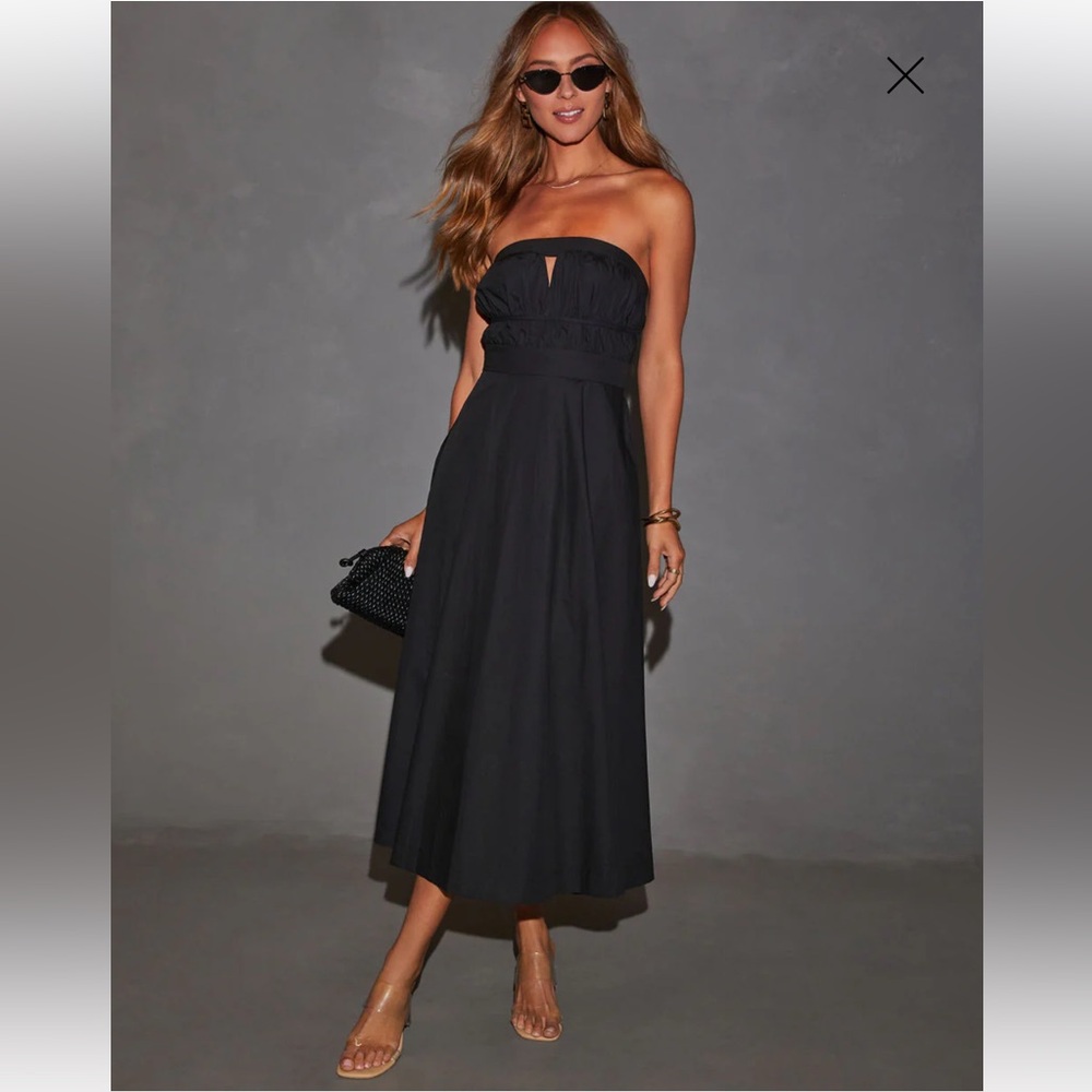 VICI Ryann Strapless Front Cutout Midi Dress - XL - Black